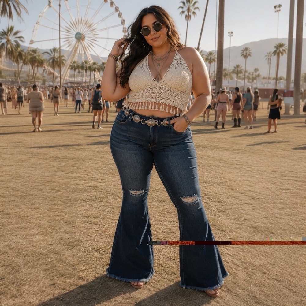 YMI Plus Size 20 Flare Jeans Dark Wash Distressed Frayed Hem Stretch